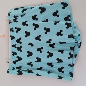 Disney Mickey Mouse Pajama Shorts Women's Large Teal Pockets Elastic Graphic